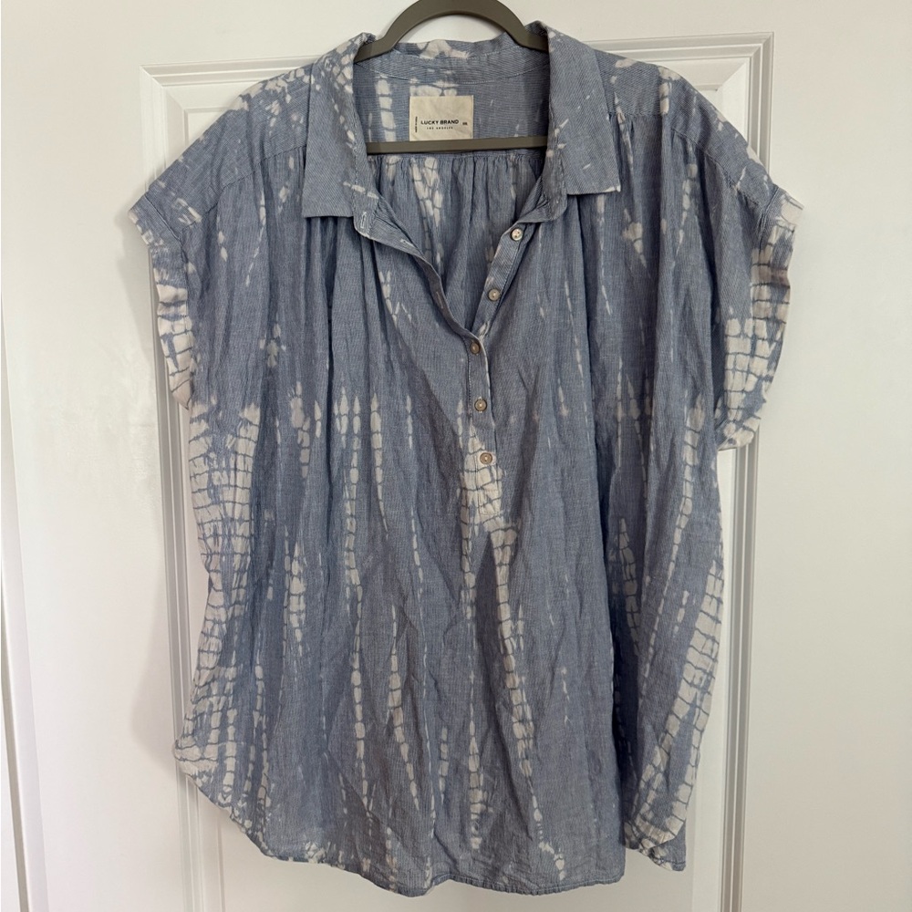 Lucky Brand Blue Tie-Dye Button Down Shirt